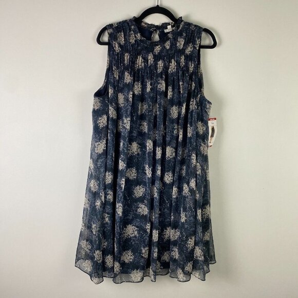 Joie Floral Mini Dress Womens XL Blue Sleeveless Baltic Sleeveless - Picture 1 of 10